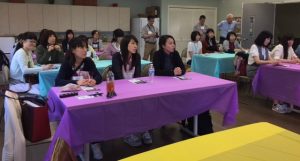 Photo of Japan students listening to Roxanne speaking