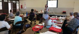 Photo of Kathleen presenting to a group of AARP members