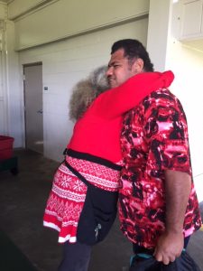 Photo of Emily hugging Lopeti