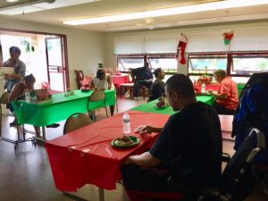 Photo of residents eating lunch